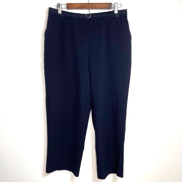 Kim Rogers dress pants women's petite 14 14p blue navy flat front pull on elasti - Picture 1 of 15